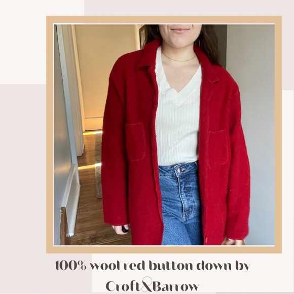 croft & barrow Tops - ***LAST CALL***  100% wool red button down sweater 1X